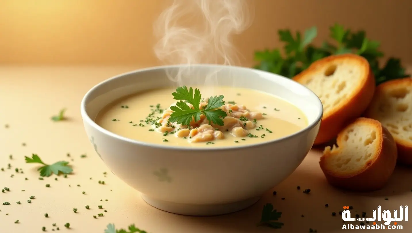 شوربة كريمة الدجاج: طبق فاخر بطعم غني