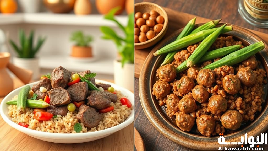 طاجن بامية باللحمة