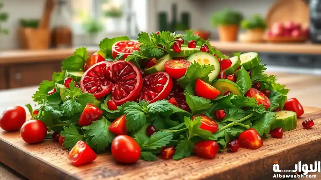 سلطة الجرجير بدبس الرمان