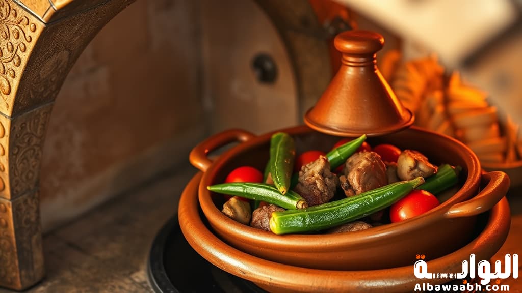 طاجن بامية باللحمة