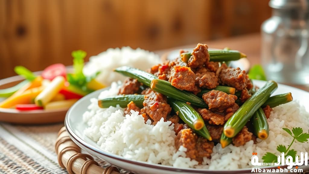 طاجن بامية باللحمة