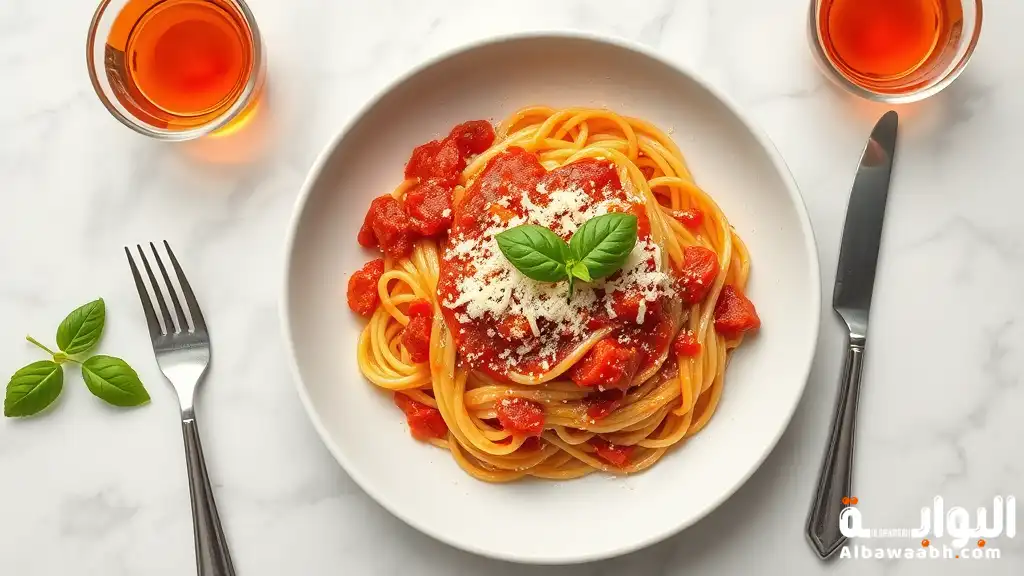 مكرونة سريعة بالصوص الأحمر