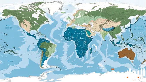 توزيع الماء واليابسة