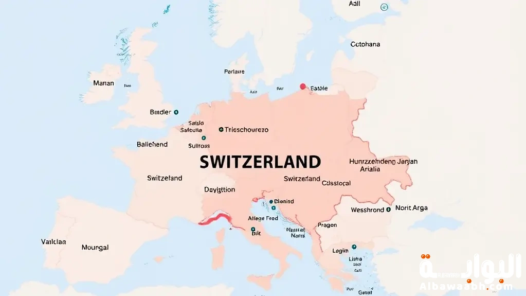 موقع سويسرا على الخريطة