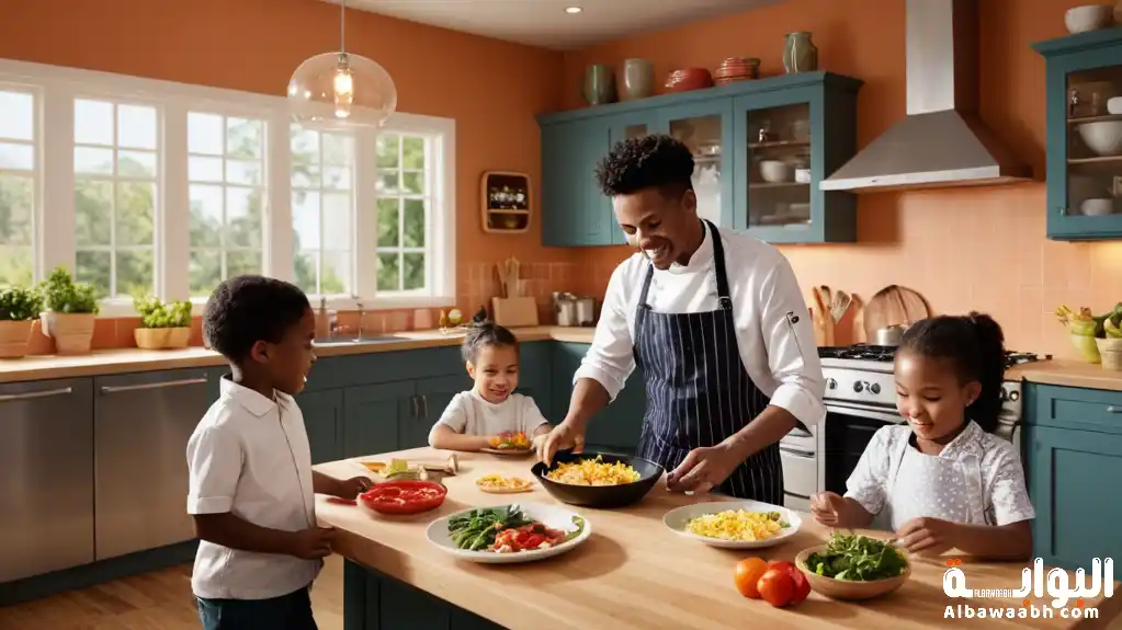 تعليم الطبخ للأبناء،