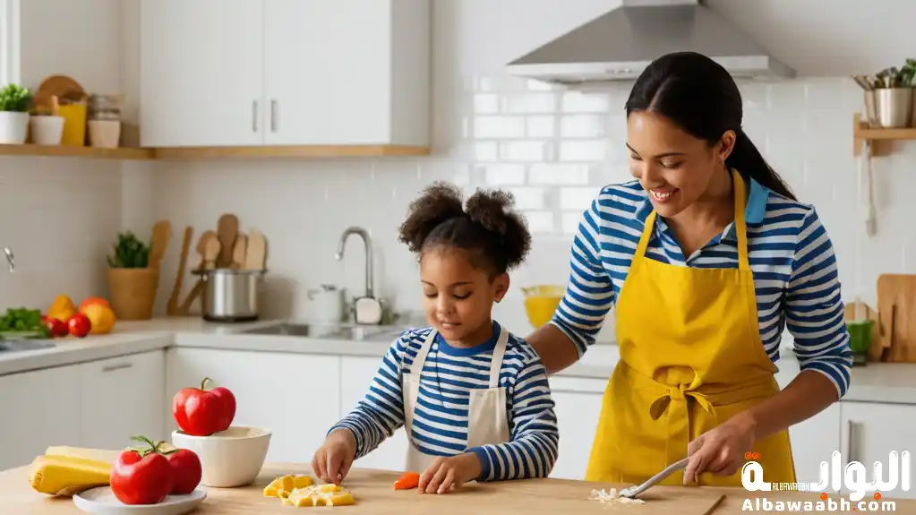 تعليم الطبخ للأبناء،