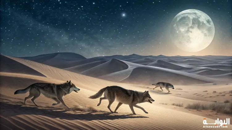 حلم مطاردة الذئاب في الصحراء
