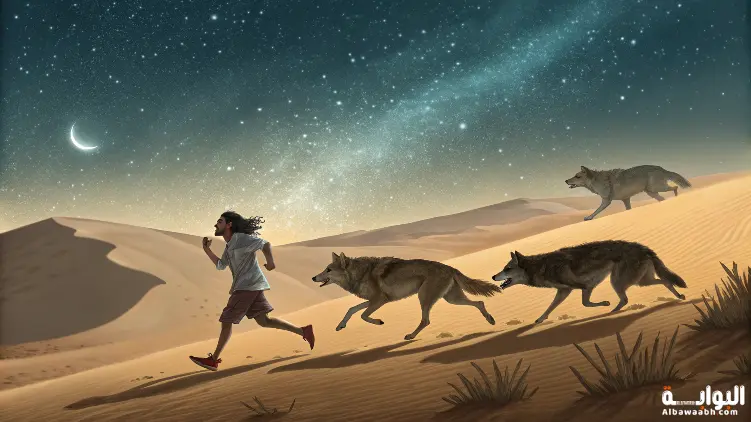 حلم مطاردة الذئاب في الصحراء