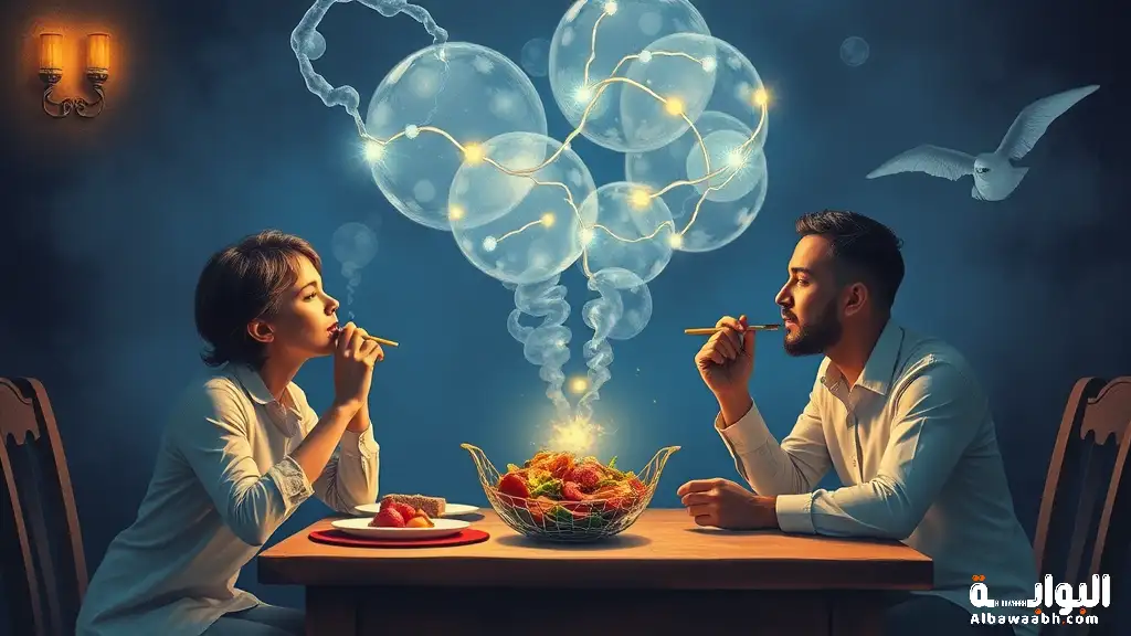 رؤية الطعام الشهي على المائدة