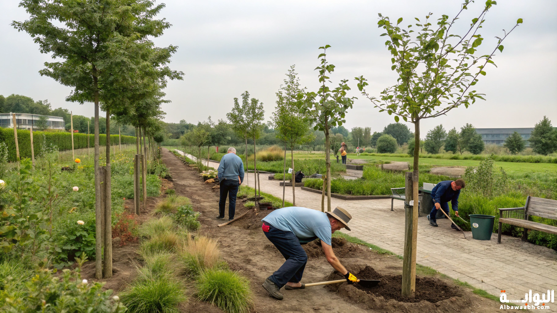 زراعة الأشجار المثمرة في الحديقة