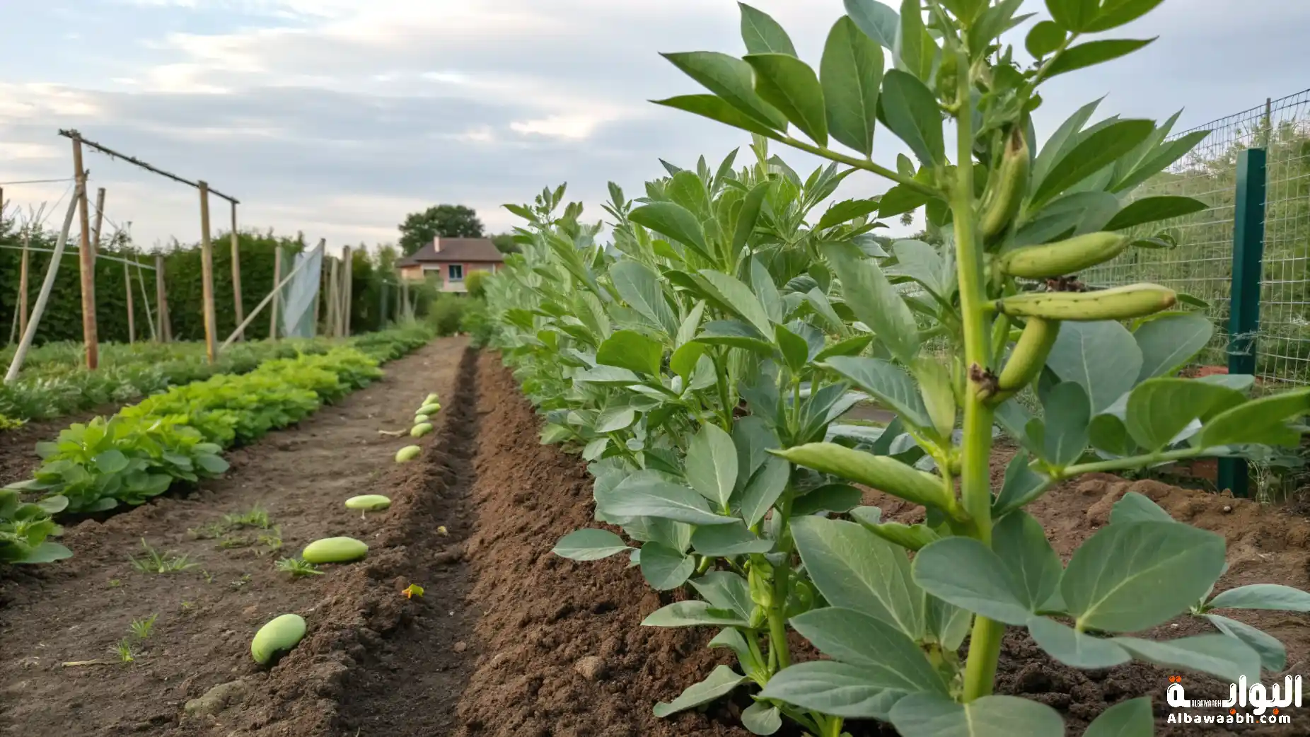 زراعة الفول في الحديقة
