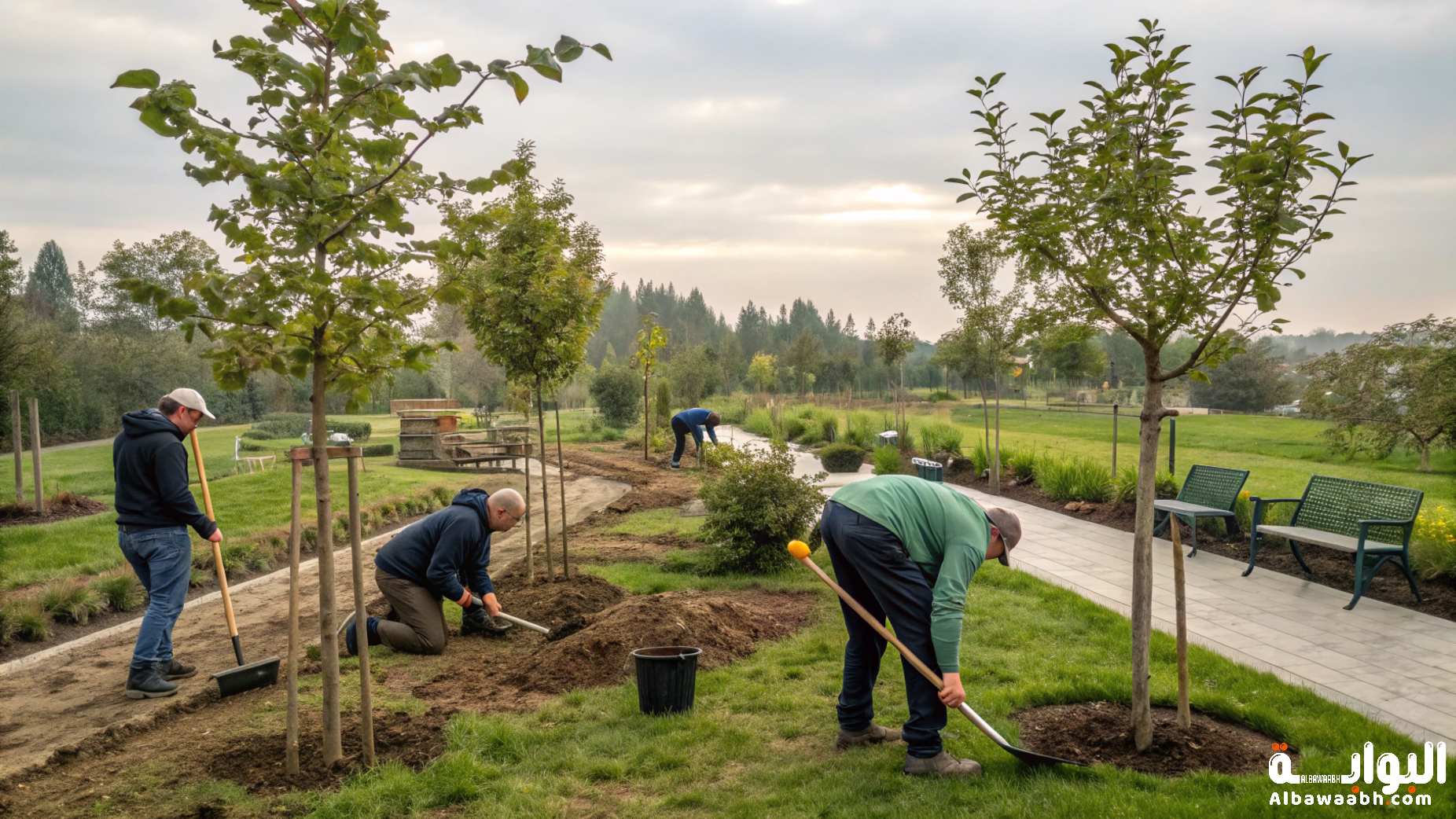 زراعة الأشجار المثمرة في الحديقة