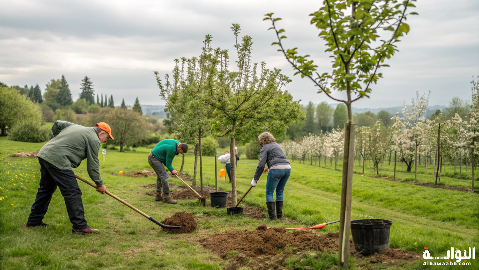 زراعة الأشجار المثمرة في الحديقة